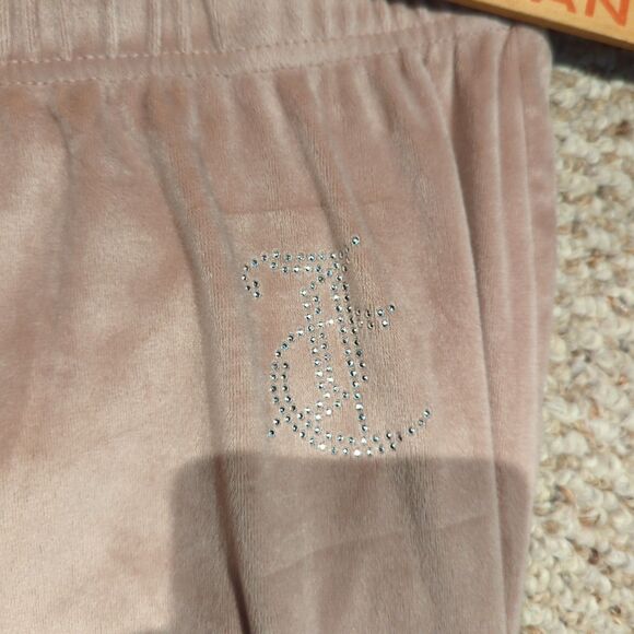 Juicy Couture Sweatpants Sleepwear Womens XL Pink Rhinestone Velour Lounge - Picture 4 of 7